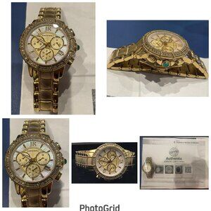 LUXURY💎Judith Ripka GOLD Ladies Watch DIAMONIQUE VINTAGE - NEW🆕 BATTERY🔋 COA